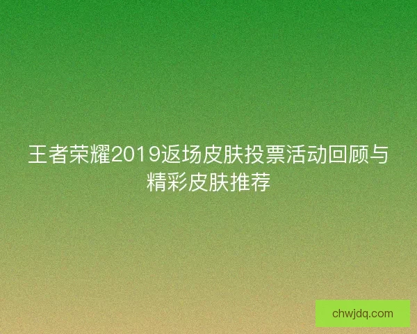 王者荣耀2019返场皮肤投票活动回顾与精彩皮肤推荐